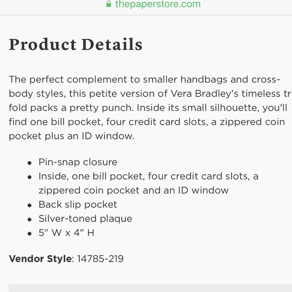 Vera Bradley Petite Tr-Fold Wallet - Pink Floral - Picture 8 of 8